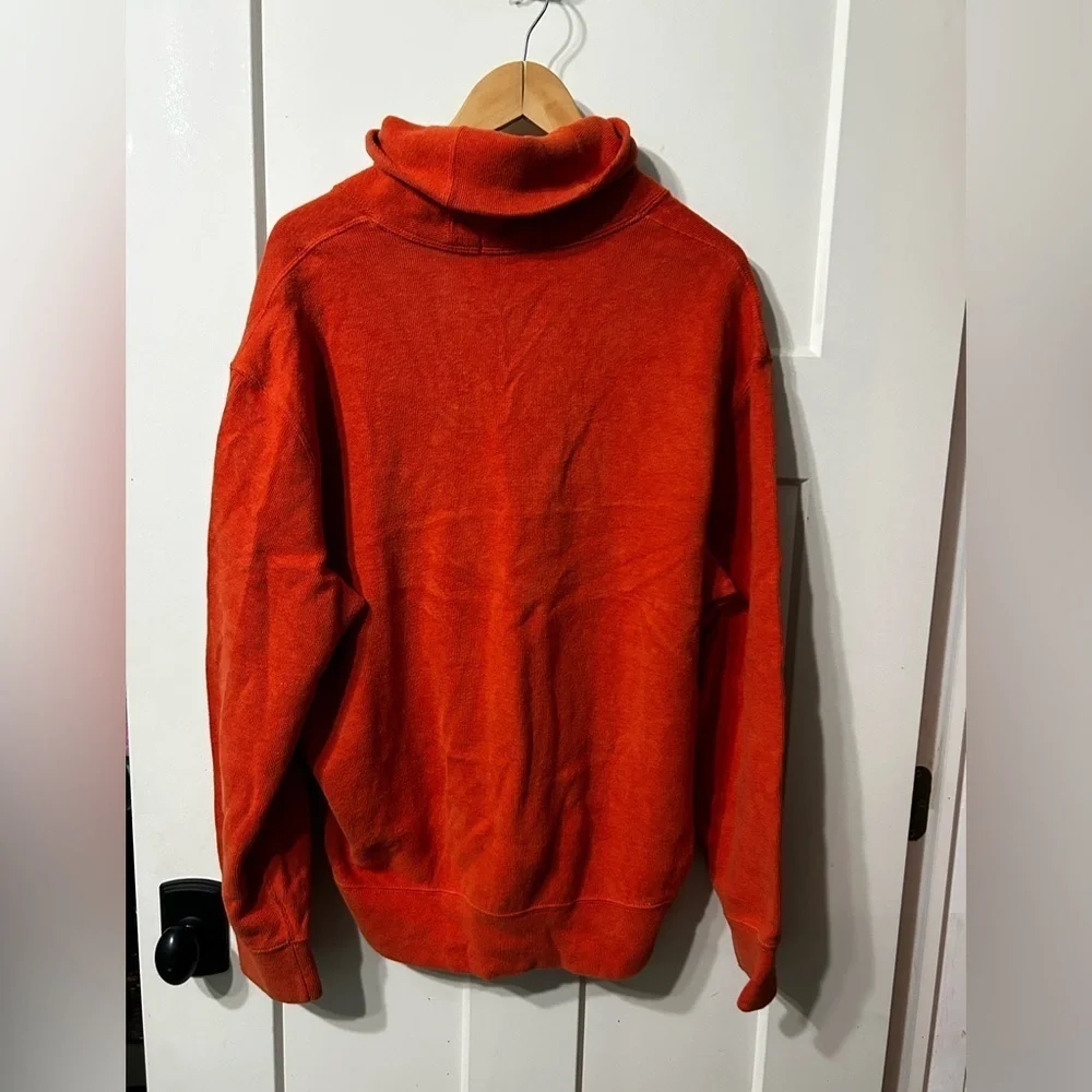 Polo Ralph Lauren Mens  Shawl Neck Cotton Sweater Orange green pony